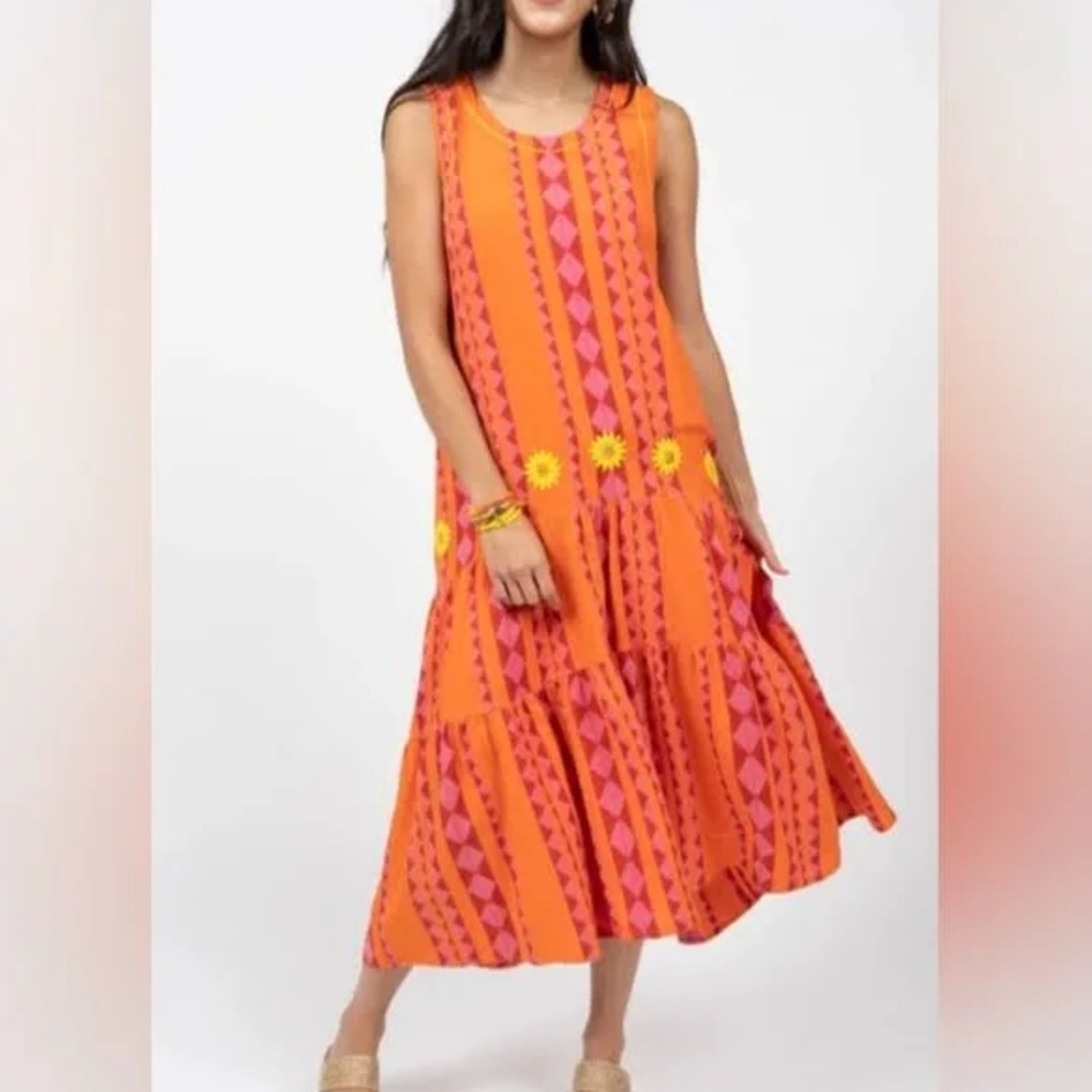 Vibrant Orange Sleeveless Dress